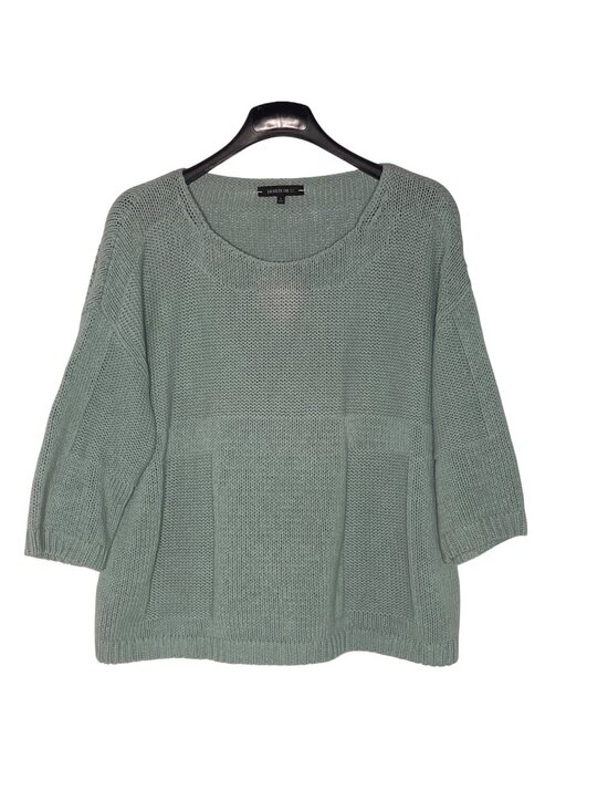 Lafayette 148 Sweaters - Lafayette 148 Cotton Linen Cable Knit Boxy Cropped Sweater Sz LG